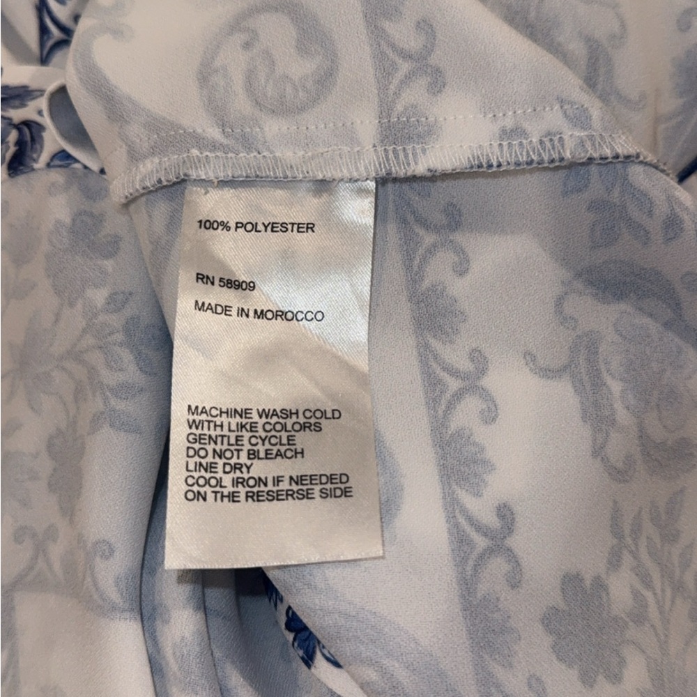 Alex Marie Wren Flor Blue Chinoiserie Scroll Mini Dress tie belt size 8 medium - Picture 8 of 12